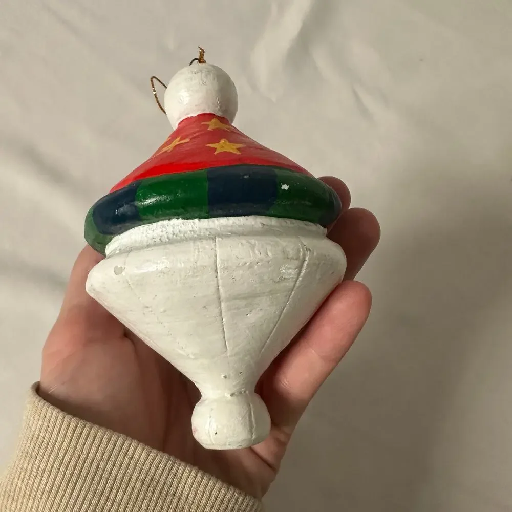 Vintage Wooden Santa Kris Kringle Christmas Tree Ornament